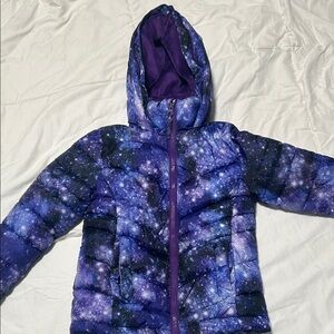 SO Purple and Blue Galaxy-Print Hooded Jacket
